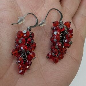 VTG RED CRYSTAL EARRINGS